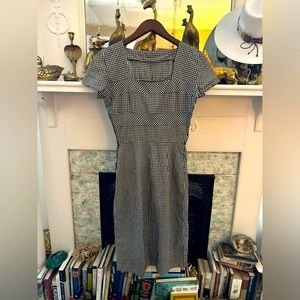 Vintage fitted black and white checked dress.